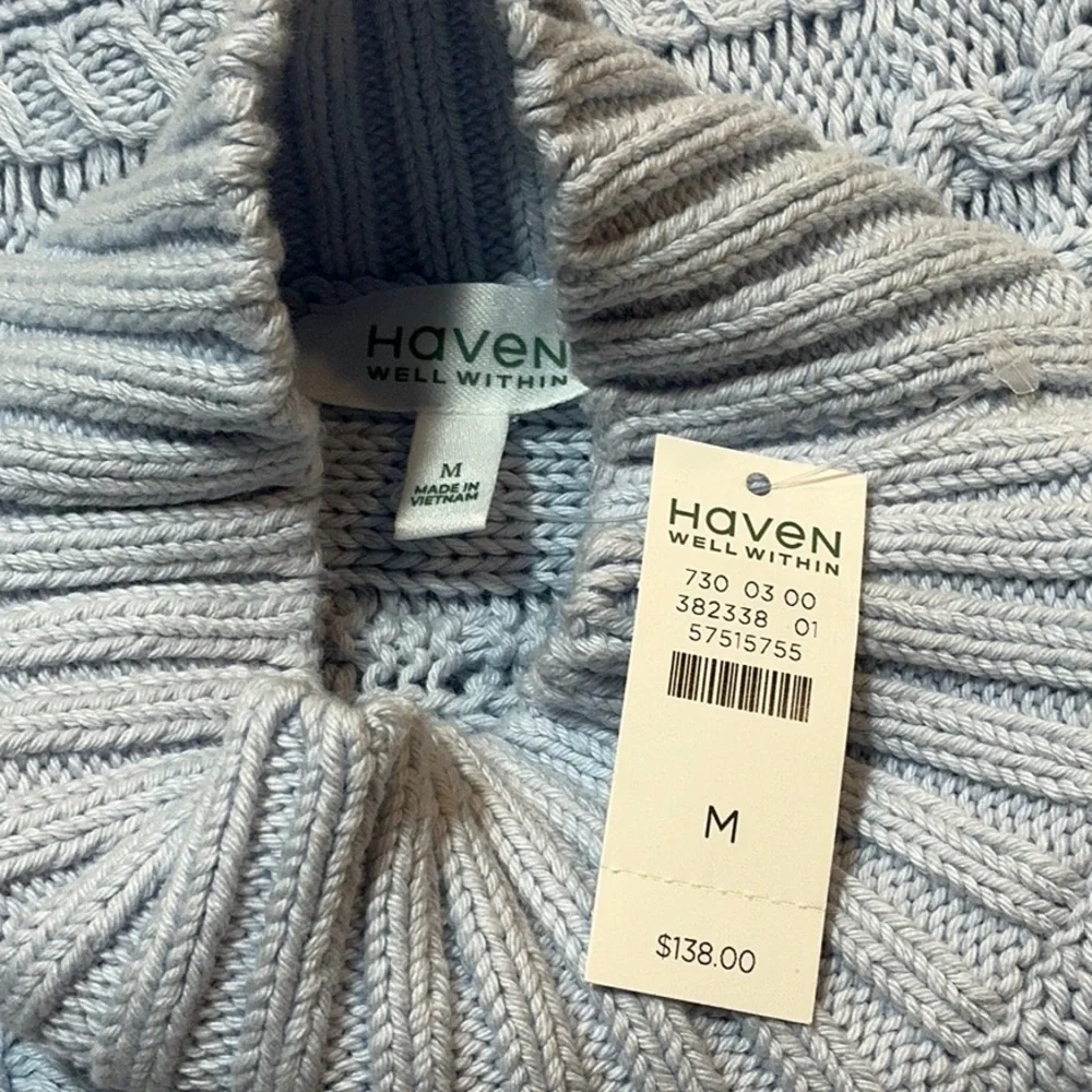 NWT Haven Well Within Organic Cotton Cable Knit Funnel Neck Sweater Sz M - Picture 7 of 8